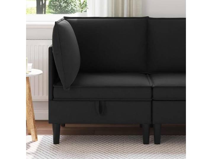 pokgdf Ecksofa Mit Stauraum Schwarz Samt Hochdichter Schaum, Abnehmbare Kissen, Versteckte Fächer, Modernes Design