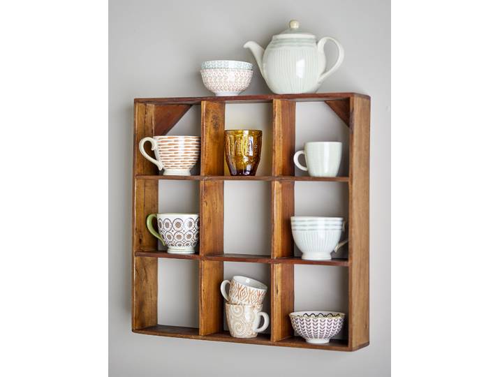 Massives Tassenregal Tilo Massivholz Eiche, gewachst Braun 53cm