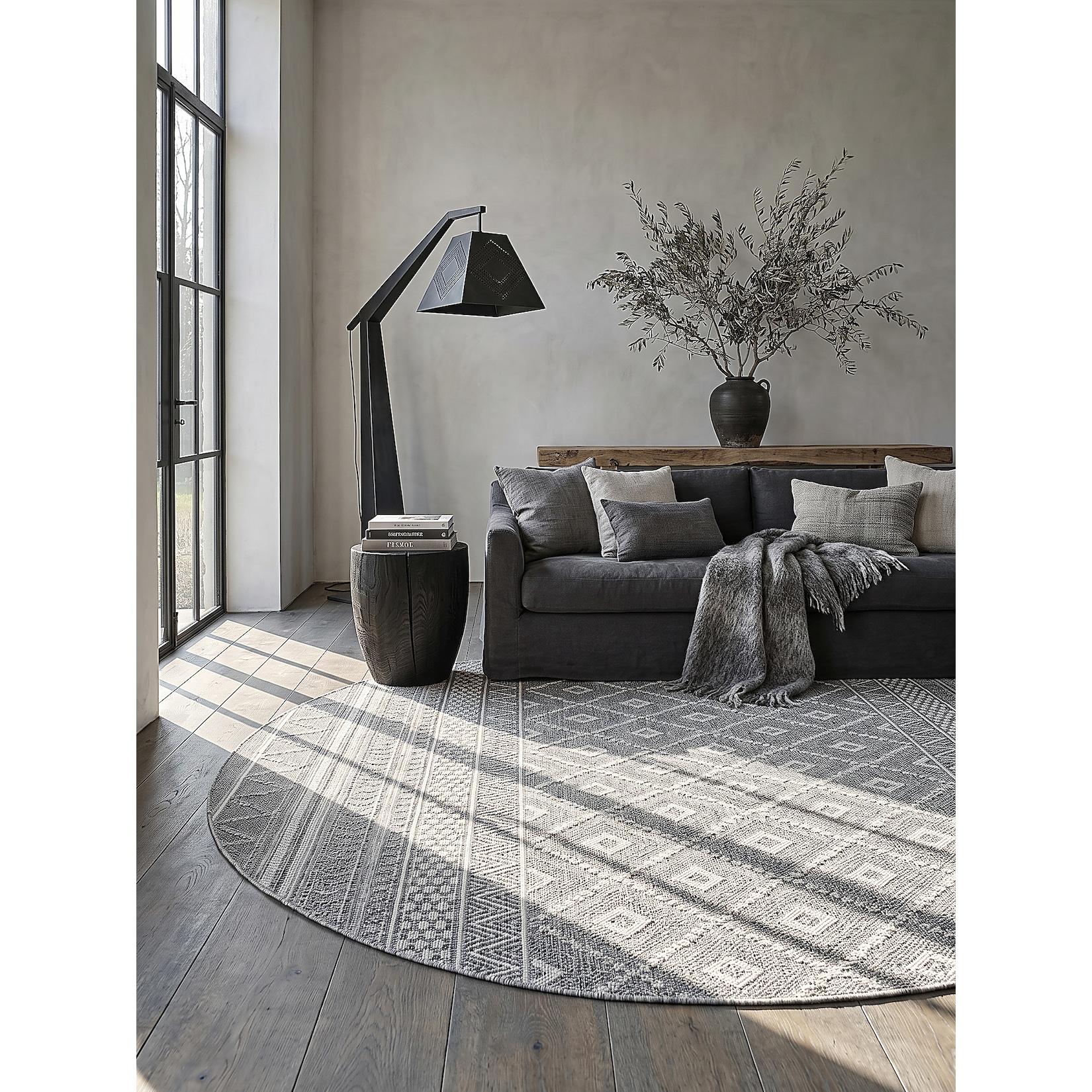 Flachgewebe-Teppich Pflegeleicht Grau 160x160 cm - ESERA Kadima