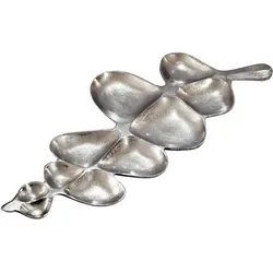 FineBuy, Dekoschale, Dekoschale Blatt Aluminium Schale 60,5cm Tischdeko Metall Wohnaccessoire Alu