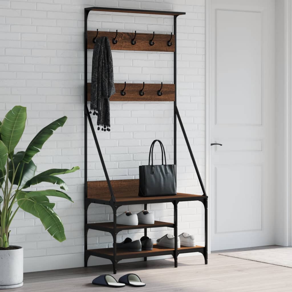 vidaXL Perchero con zapatero roble marrón 80x40x184 cm Marrón