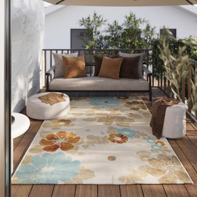 Wecon home "Beach Flower" rechteckig 5 mm Höhe Läufer, für Innen & Außen, pflegeleicht, Hoch-Tief Effekt