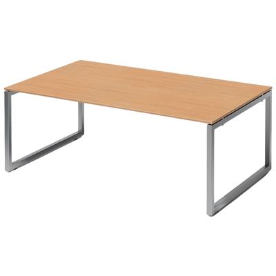 Bisley Cito Konferenztisch 200x120 cm, Tischplatte in Buche, O-Gestell in Silber - Besprechungstisch & Meetingtisch, großer Chef Schreibtisch