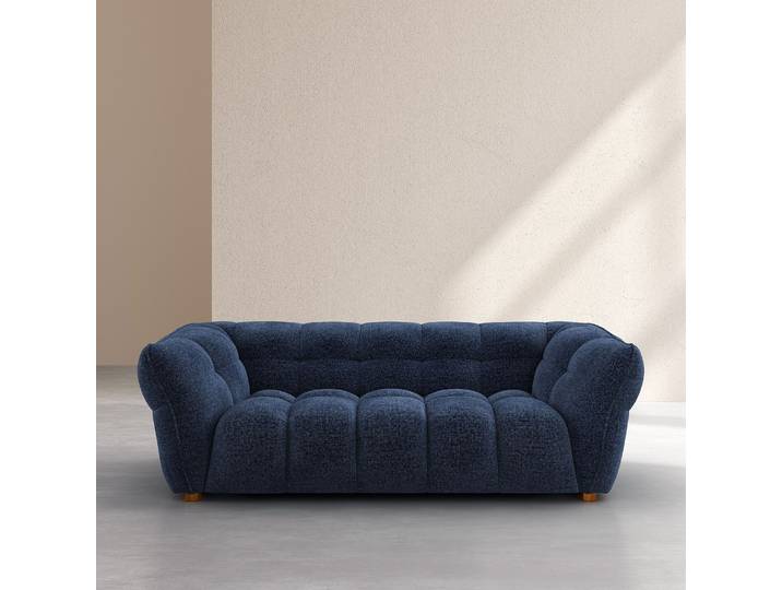 HABITAT - Canapé 3 places en tissu chenille Nino - Bleu marine - Dalvi