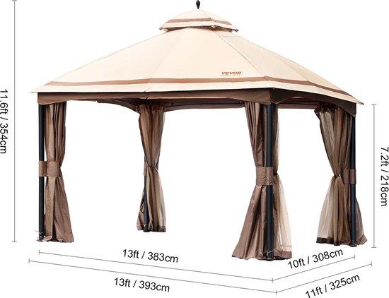 Famanu Faltpavillon - Wetterfeste Partytent - 393x325x354cm - Beige
