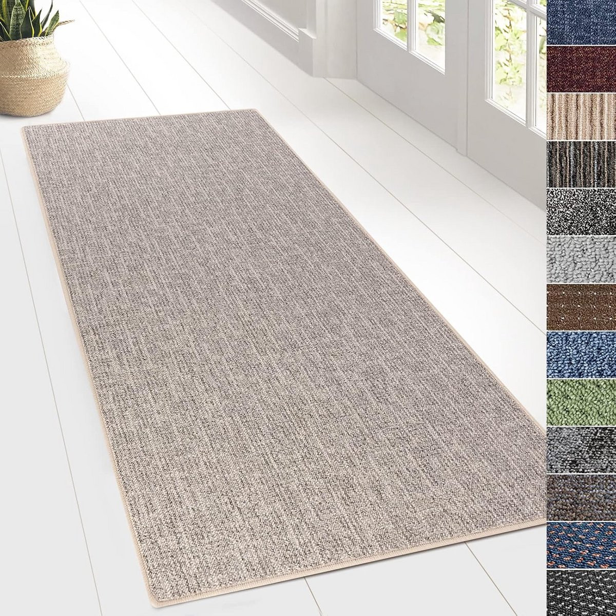 Karpet Runner Vloerkleed voor Woonkamer, Keuken of Hal - Zilver - B/D: 80 x 350 cm