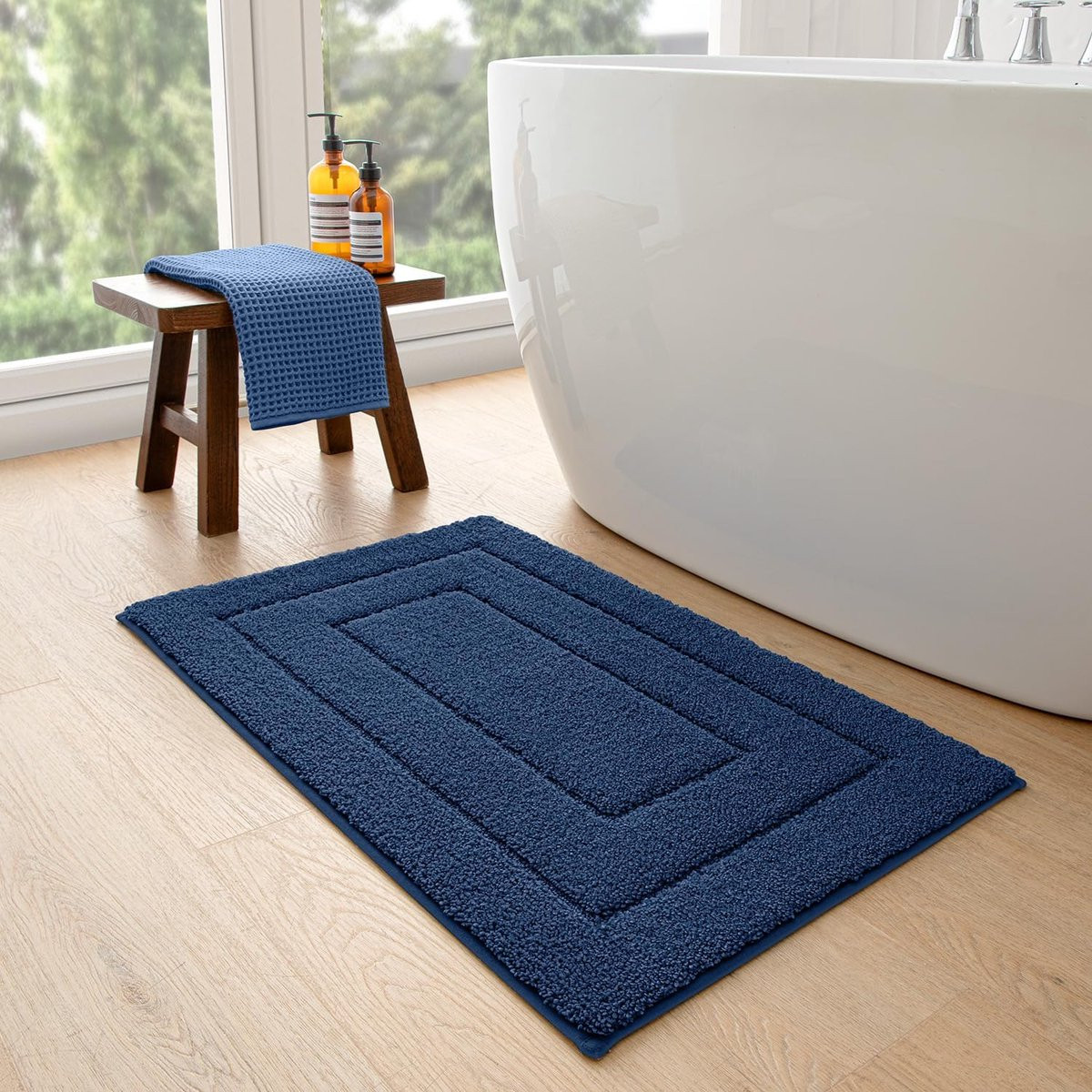 Ultradik en zacht badmat douchemat vloerkleed voor badkamer comfort - Marineblauw - 40 x 60 cm