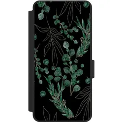 Nivocase Klapphülle für Samsung Galaxy S26 Handyhülle aus Kunst Leder NIVOflip schwarz Blätter Natur (Samsung Galaxy S26), Smartphone Hülle, Schwarz