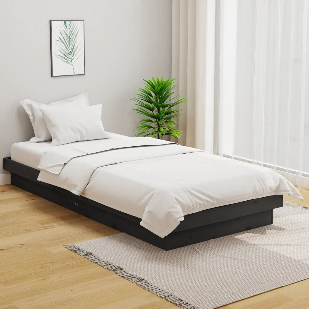 17 Stories Jaquita Solid pinewood Bed grey Double (4'6)