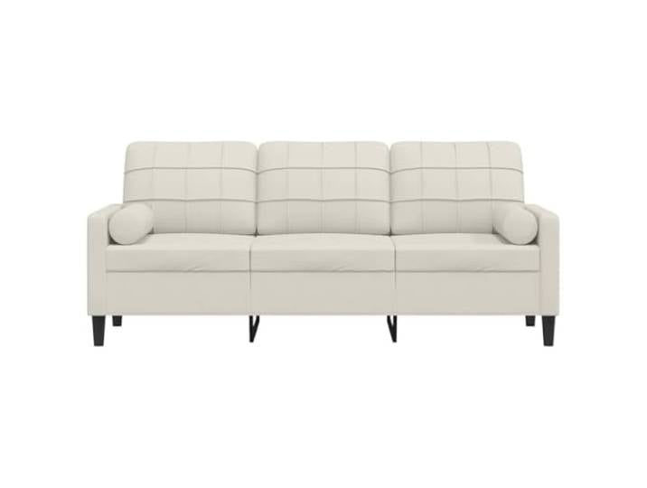 KTHLBRH Sofa 3-Sitzer Samt creme 180 cm Metallrahmen, abnehmbare Kissen, 2 dekorative Kissen im Lieferumfang enthalten