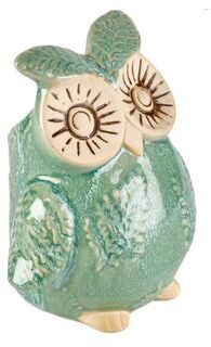 Elements Green and Tawny Owl Figurine, 6X7 Inch