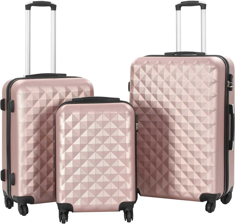 vidaXL Valise rigide 3 pcs Doré rose ABS
