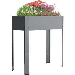 VCM Metall Hochbeet 80x35x80 cm, stehender Pflanzkasten für Balkon Terrasse Garten, Blumenkasten, Balora L
