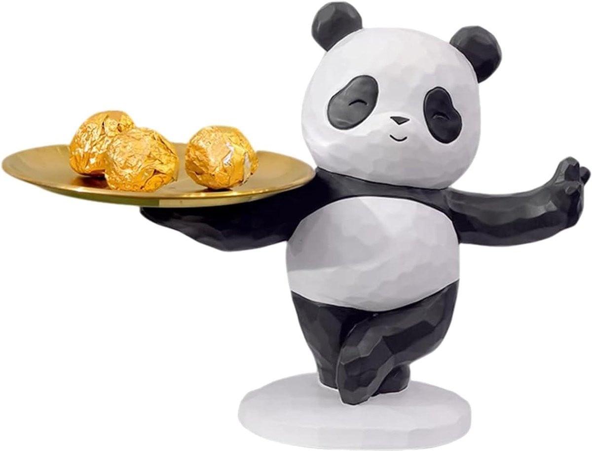 Panda Dienblad en Sleutelbakje - Decoratieve Panda Vorm - Multicolor - 24 x 18,5 cm