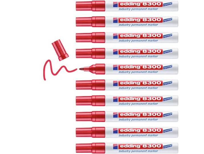 edding 8300 industrie permanent marker - rood - 10 pens