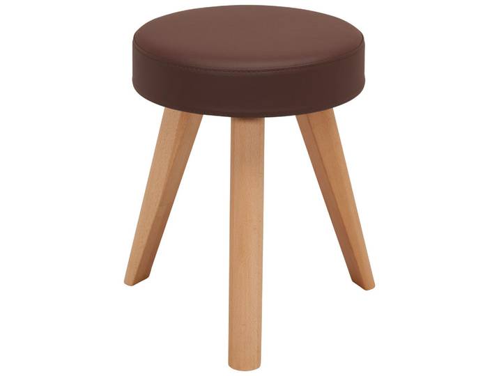 Linea Natura Hocker, Braun, Buchefarben, Holz, Textil, Kernbuche, massiv, rund, 35x46x35 cm, Wohnzimmer, Sessel, Hocker, Sitzhocker