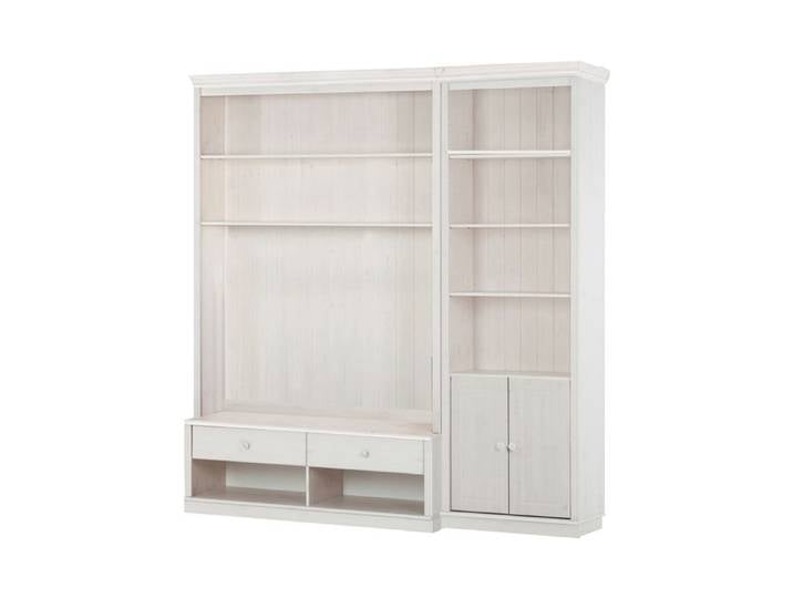 Anita-bibliothèque Avec Meuble TV Bas D En Pin Laqué Blanc
