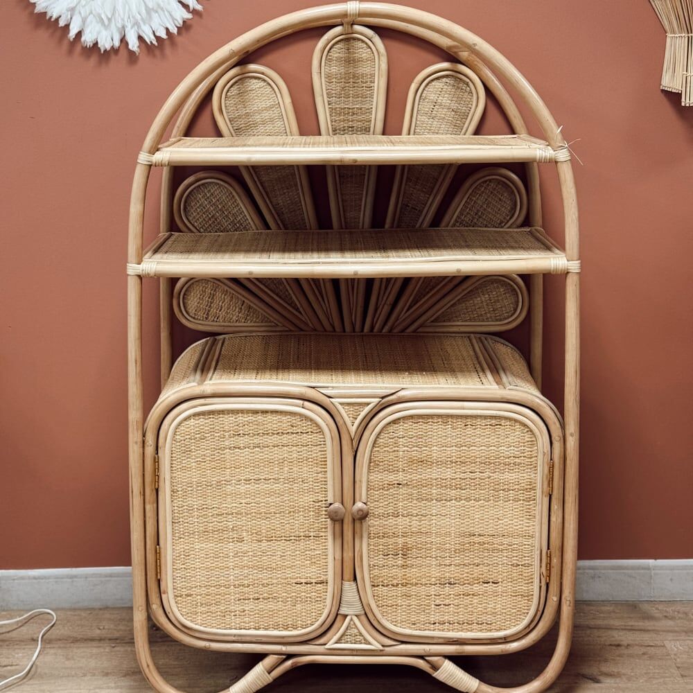 Terracotta Cabinet de rangement en rotin Beige 80x130x45cm