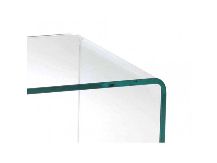 Meuble TV verre trempé et plateau décor chêne sur roulettes - ICE Meubletmoi