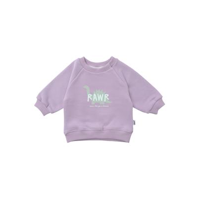Sweatshirt LILIPUT "Dino Rawr", Mädchen, Gr. 134/140, lila (flieder), 80% Baumwolle, 20% Polyester, bedruckt, normal, Rundhals, Sweatshirts Sweatshirt, mit angenehmem Rundhalsausschnitt