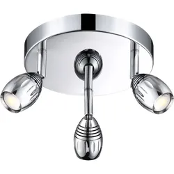Deckenlampe Deckenstrahler 3 flammig Küchenlampe LED Deckenleuchte, verstellbare Spots, Chrom Acryl, 3x5W 3x 400lm warmweiß, DxH 20 x 14 cm