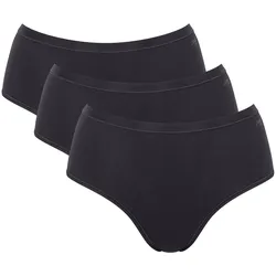 Sloggi Damen Slips, 3er Pack - GO Daily Cotton Midi 3P, Unterhose, Stretch-Baumwolle Schwarz / M