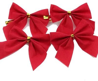 Multicon Wholesale Hub Red Gold Mini Xmas Tree Bowknot, Christmas Bow, Wedding Decor, Home Decoration, Navidad New Year Party DIY Gift red 36pcs
