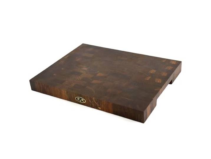 B4K® Hackblock aus Eiche Stirnholz 43x33x4,3cm Mooreiche-Optik Handgefertigt, Mooreiche, Mit Griffen, Antibakterielles Hirnholzbrett, Rutschfeste Silikonfüße