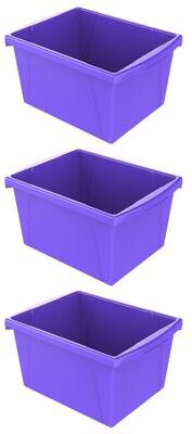 Storex 4 Gallon Storage Bin, Purple, Pack of 3