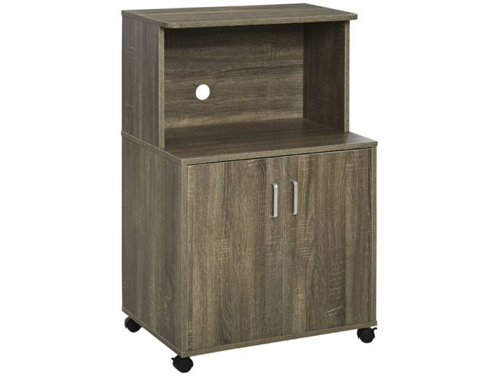 CollaHausse Meuble de Cuisine Multi-usages 4 Roulettes Armoire Étagère Micro-ondes 60 4x40 3x97 cm Gris