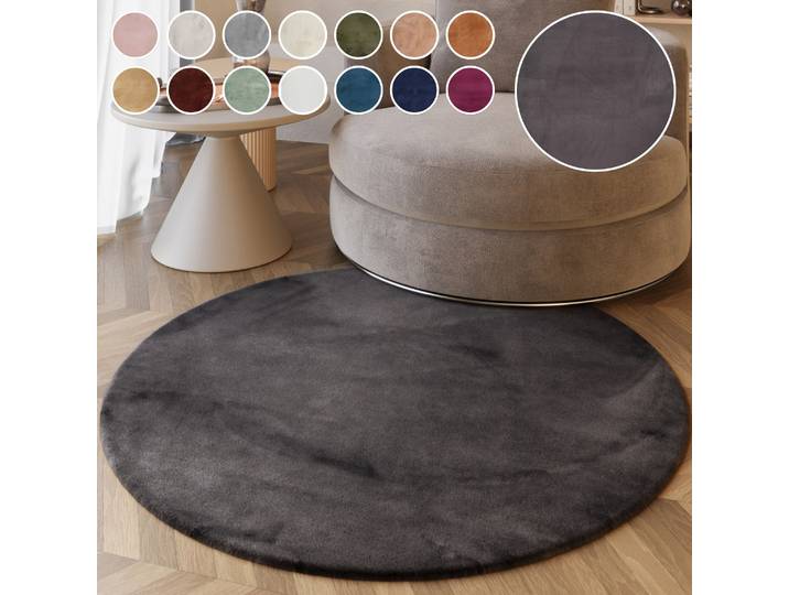 Esprit Alice ESP-4377 Kunstfell rund 25 mm Höhe Kaninchenfell-Haptik, besonders weich und dicht, für alle Räume