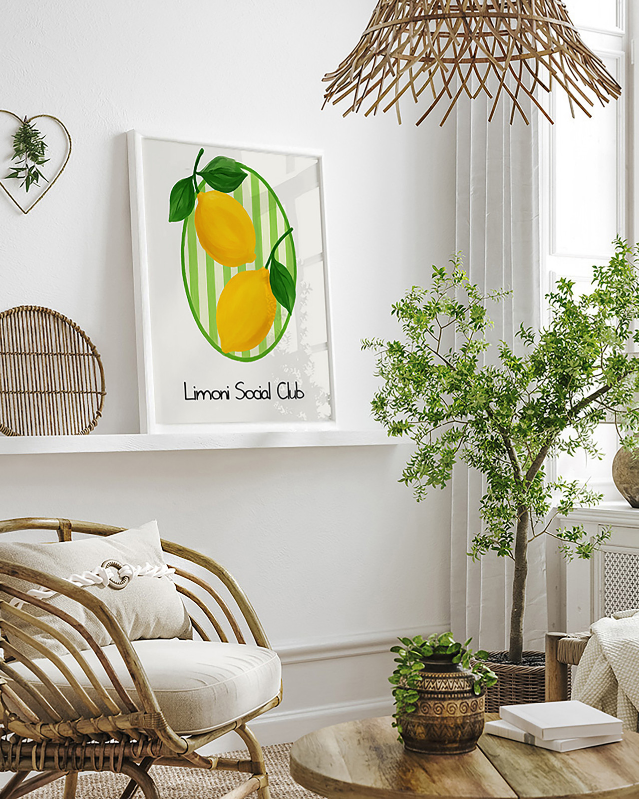 home24 Limoni Social Club Lijst, gelakt massief beukenhout, multicolor, 42 x 52 cm