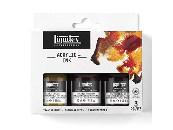 Liquitex Professionele acrylinkt, set van 3 x 30 transparante kleuren