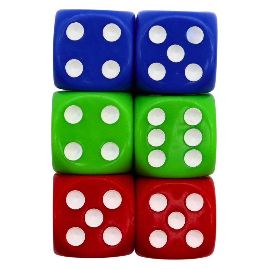 Magni Würfel Dice Game 18mm blau grün rot 6 Stück (65130943)