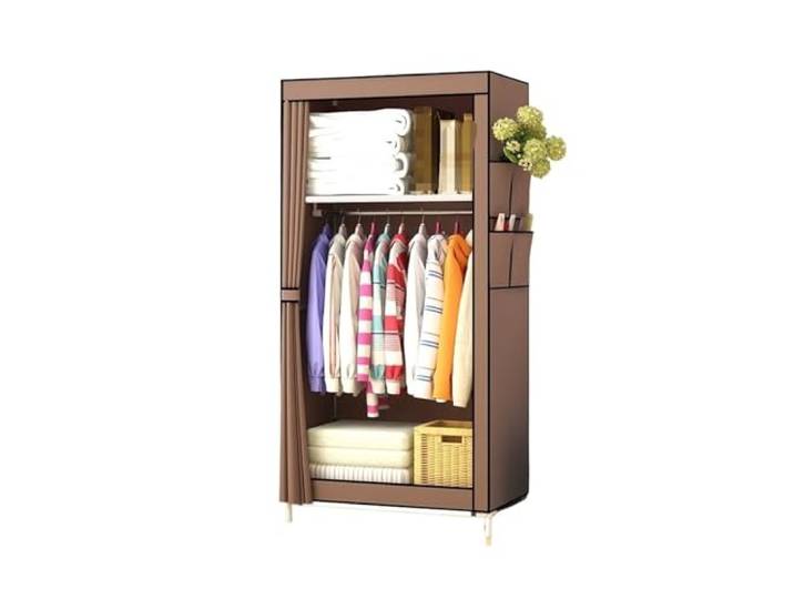 MCLIUJIA Mobiler Kleiderschrank Einfacher Stoff-Kleiderschrank, Abnehmbare, Tragbare Kleiderschrank-Regale, Kleiderständer for Schlafzimmer Schneller und einfacher Aufbau(Brown,70x45x160cm)