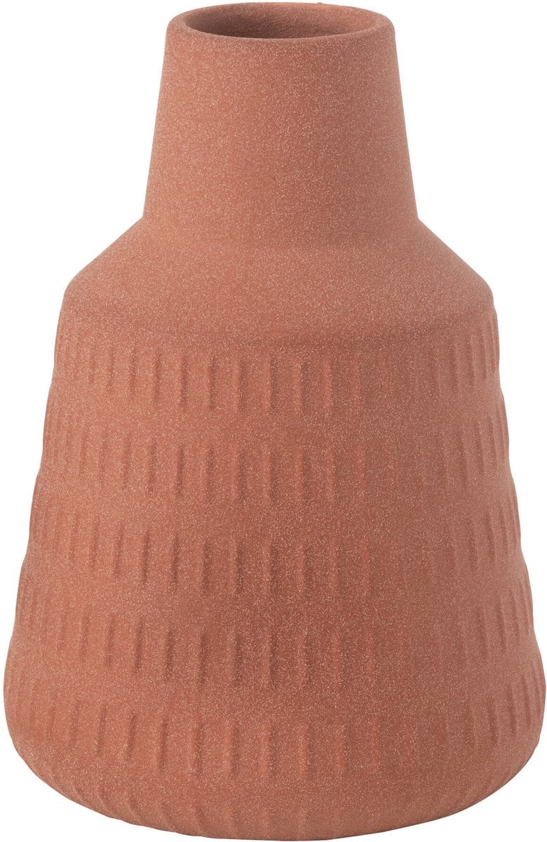 J-Line vaas Ria Gekerfd - Porselein - Terracotta - Ø 16 cm