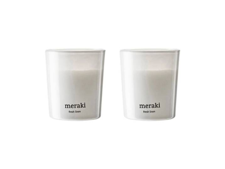Meraki - Duftkerze, Ø 6 cm, Fresh linen (2er-Set)