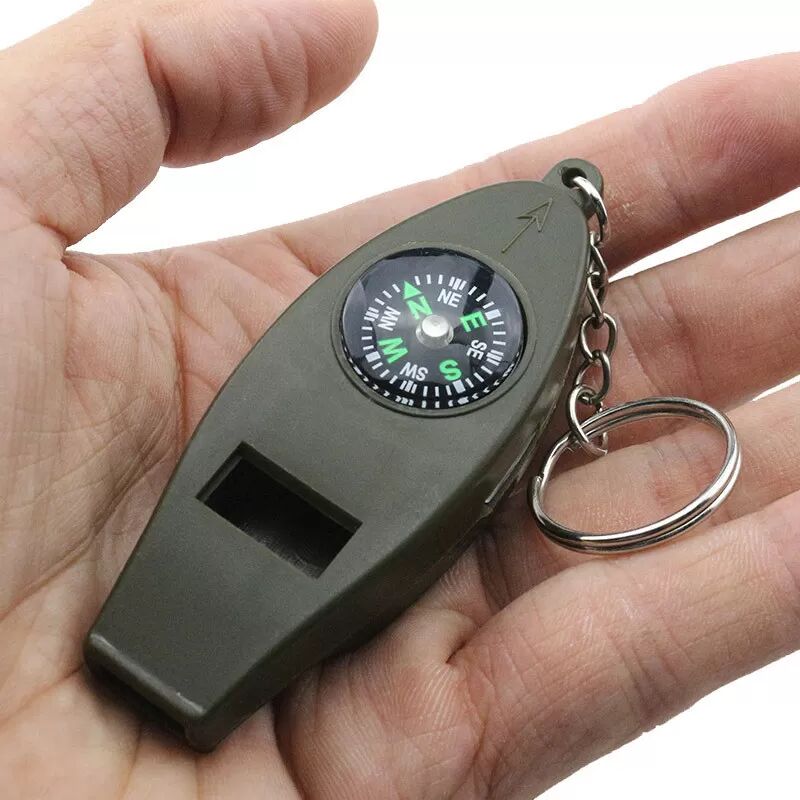 INF 4-in-1-Notfallpfeife mit Feuerstarter, Kompass und Thermometer