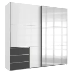 Schwebetürenschrank Level 36D ca. 250 cm Graphitfarben/Weiß