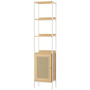 Vasagle Bücherregal LLS122W57, weiß / eiche, aus Metall / Holz, 6 Ebenen & 1 Tür, 40 x 174,7 x 30cm