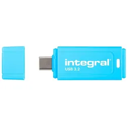 Integral CLE USB 128GB USB-C 3.2 GEN1 DRIVE BLEUE (128 GB, USB-C), USB Stick, Blau
