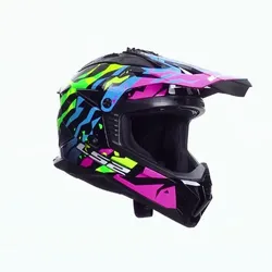 LS2 Crosshelm MX708 Fast II Grotesk Blau Pink Grün L