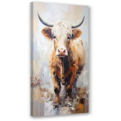 LEINWANDBILD Schottische Kuh Tiere Natur 40x80cm