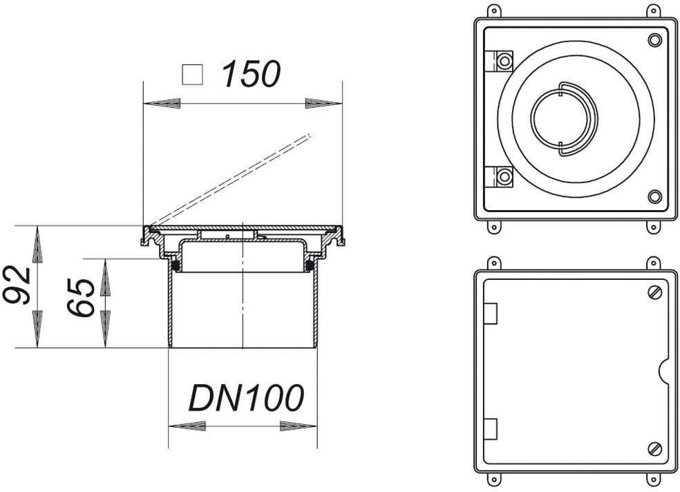 Dallmer Reinigungsverschluss V4A, DN 100, 15 x 15 cm, Montagezubehör, 510563,