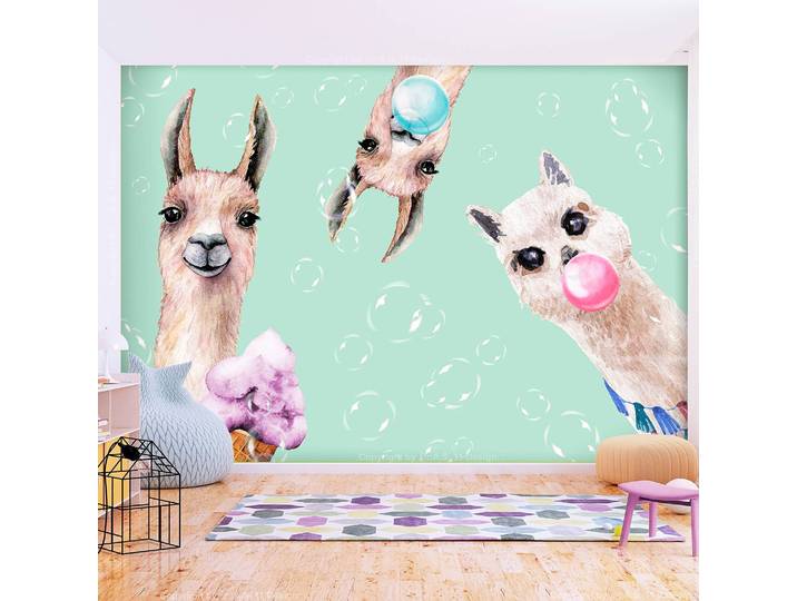 Vlies Fototapete Crazy Llamas 300cm