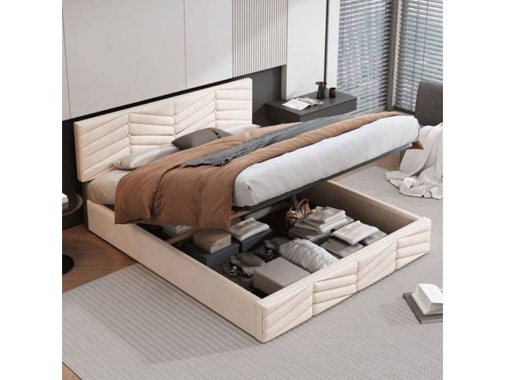 Lit coffre 140x190 avec sommier Lit coffre coffre 140x190 avec tête de lit réglable Lit coffre coffre 140x190 avec espace de rangeme