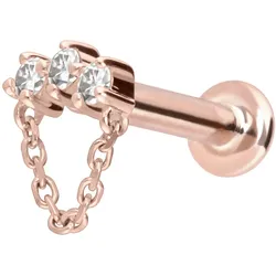 14 Karat Gold Labret mit Innengewinde MOISSANIT-BOGEN + KETTE