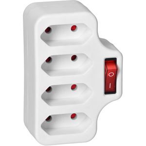 Orno Steckdosenadapter AE-13255, weiß, mit Schalter, 4-fach Euro bis 2300 Watt
