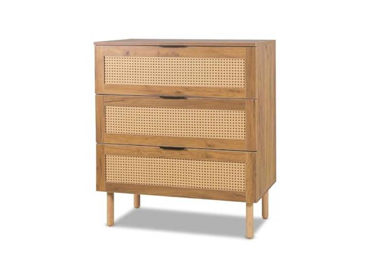 FRANKYSTAR Mang Kommode mit 3 Schubladen, Holz, Rattan, Kommode