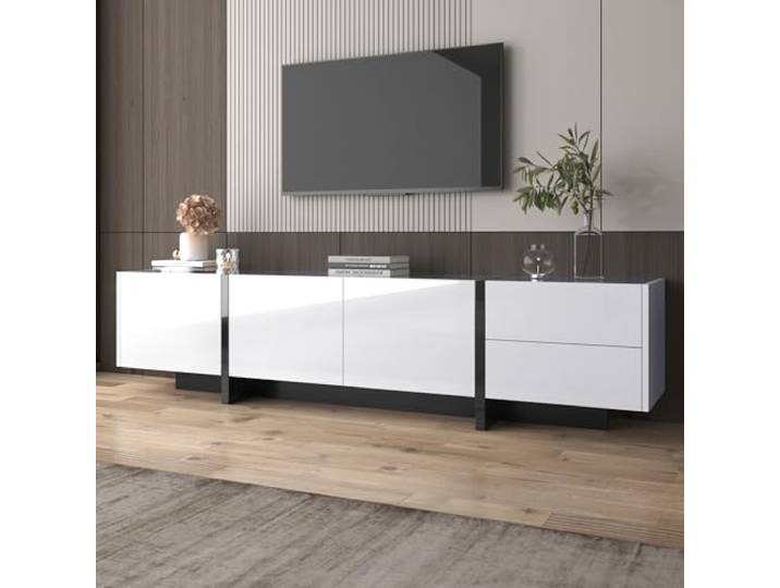 Merax TV Schrank, TV Lowboard mit Schubladen, Moderner Fernsehtisch mit Stauraum, TV Tisch für Wohnzimmer und Esszimmer, Weiß, 190 x 35 x 45 cm